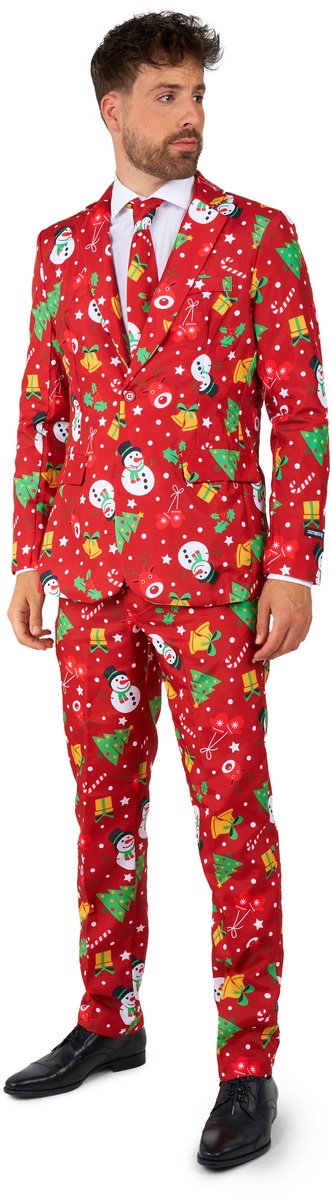 Suitmeister Christmas Red Icons - Light Up - Heren Pak - Kerst - Rood - Maat S