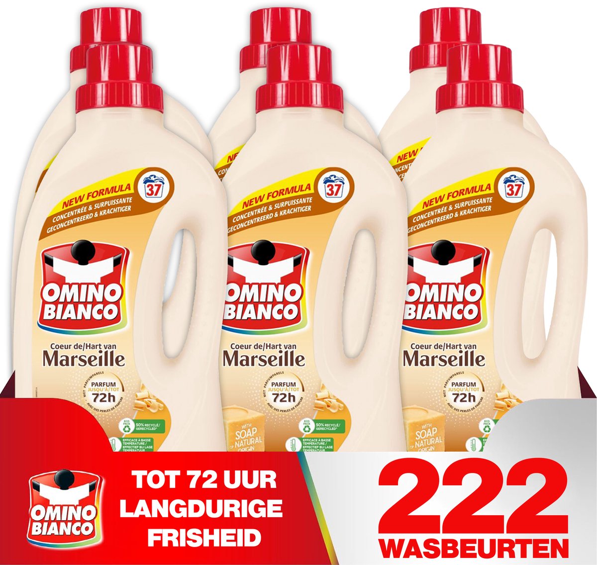 Goedkoopste Omino Bianco Marseille - Vloeibaar wasmiddel - 6 x 1.48 L - Geconcentreerd