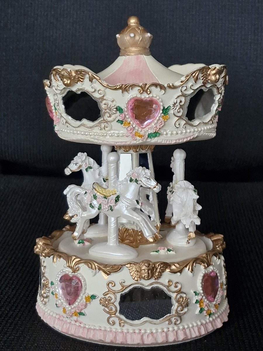 Vintage Speeldoos Carrousel Slaapliedje - Muziekdoos Vintage Carrousel - (hxbxd) ca. 17cm x 11cm x 11cm