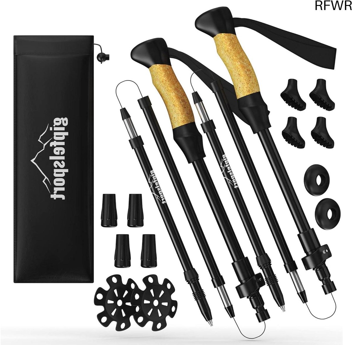 RFWR® Opvouwbare telescopische wandelstokken voor dames en heren - Verstelbare trekkingstokken met tas voor hiking en trekking