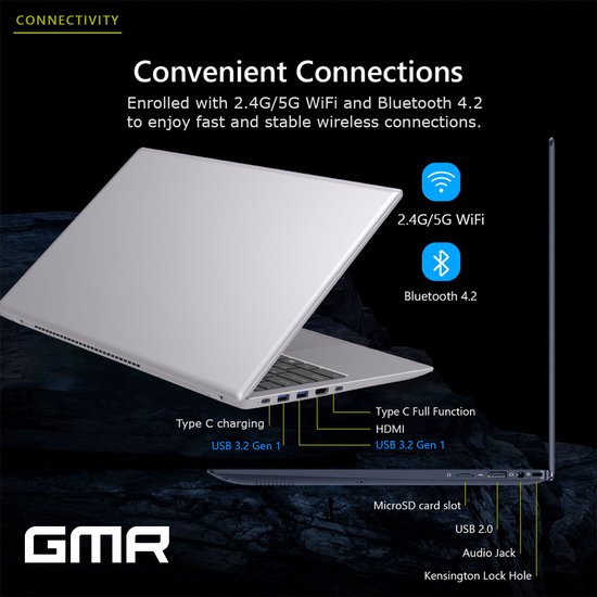 15.6 Inch Full HD Laptop - AMD Athlon Silver - 8GB RAM - GMR