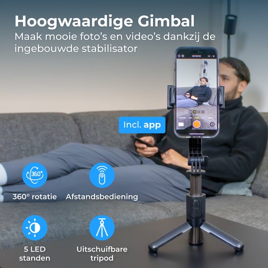 Mini Bluetooth Gimbal Stabilisator mit Licht für Smartphone (Neu und