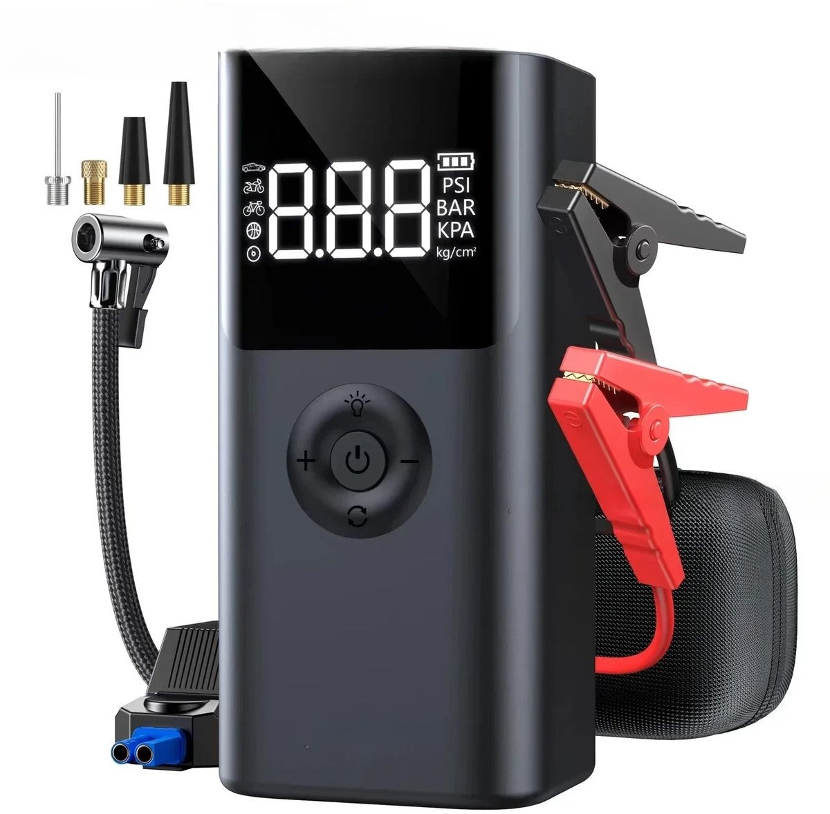 Jumpstarter - Auto Accubooster - Powerbank - Luchtcompressor - Draagbare Jump Starter 12V - 2500A - 10000mAh - 150PSI - LED Noodverlichting - Voor Auto, Motor, Boot - Start Hulp - Benzine & Dieselmotoren - Draadloos & LCD Opties