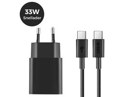 Snellader voor Samsung 33W - USB A en USB C - Oplader Geschikt voor Samsung - Ook Geschikt Voor Huawei, Oppo, iPhone & MacBooks - 2M Oplaadkabel - WiseQ - Zwart