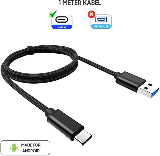 Origineel Oplaadkabel SC - Snellader Geschikt voor Samsung Android - USB-A naar USB-C – 100W (1 meter Kabel) - Geschikt voor Samsung A, Edge en Ultra - Zwart