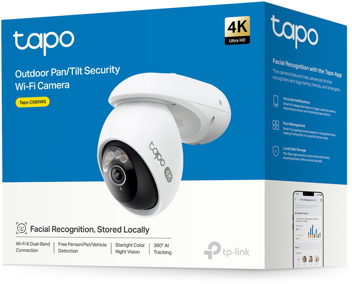 Afbeelding 2 van Tapo C560WS Beveiligingscamera buiten- 4K 8MP- IP66- Pan