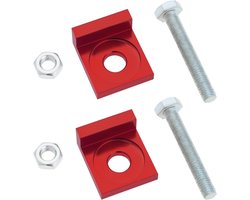 Allecto Plus - Motorfiets Ketting Richter Spanner met 12mm Gat - Rood - Voor 50cc 70cc 90cc 110cc 125cc Fietsen - CNC Bewerkt - Set van 2Stk.