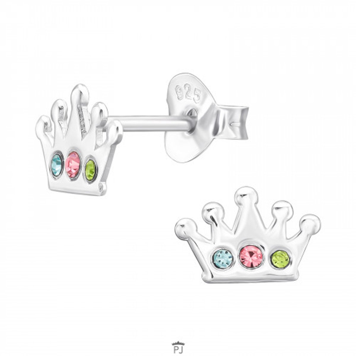 Oorbellen - Kinderoorbellen - 925 Sterling Zilver - Zilver - Kroontje - Prinses