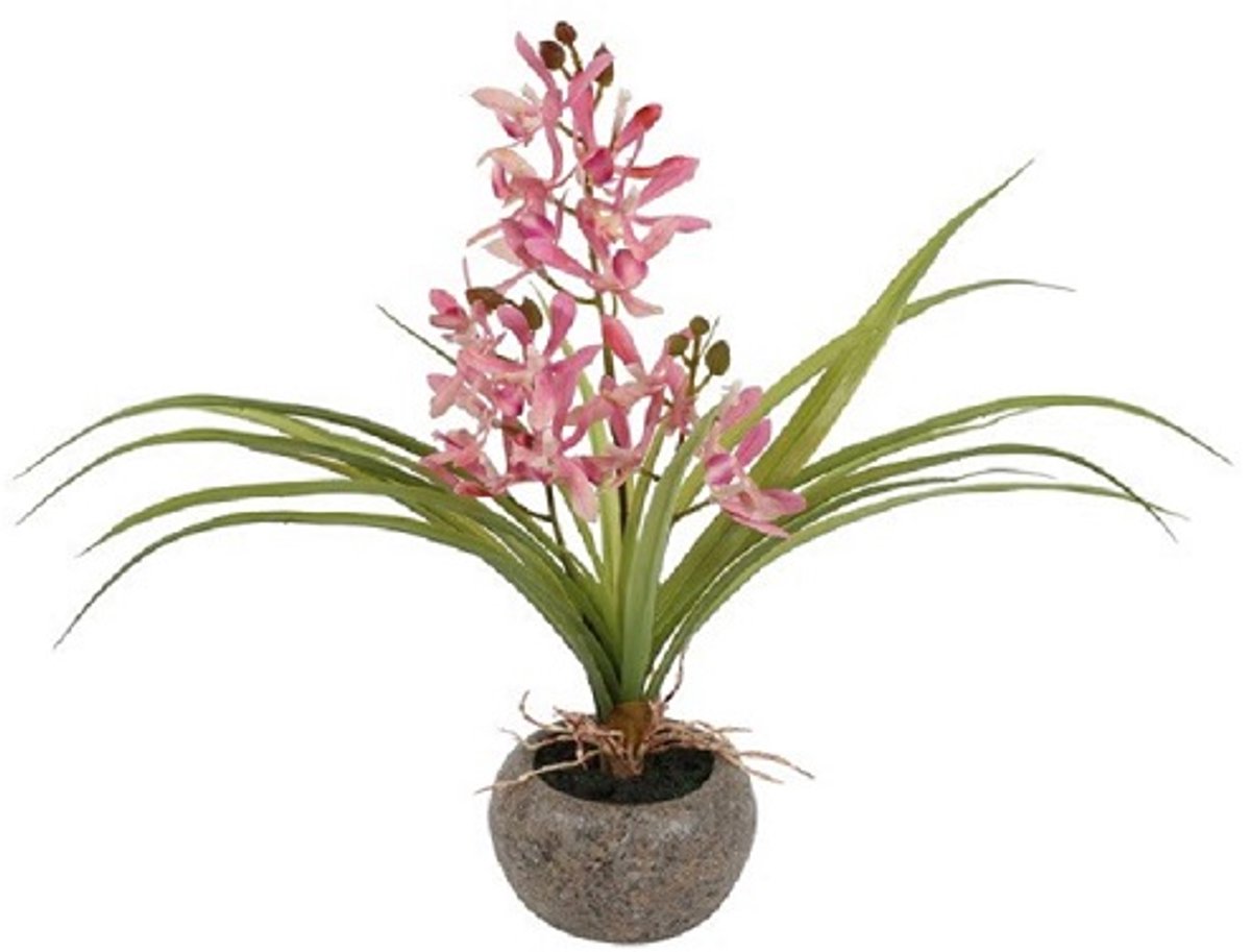 Countryfield kunstplant-orchidee-roze-37 cm hoog groen en roze