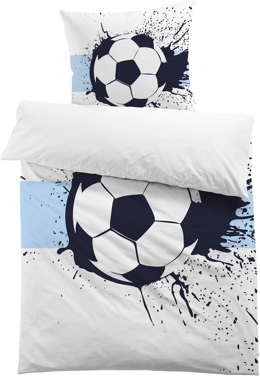 Ibenzoa 3D Voetbal Kinderbeddengoed Set met Zacht Microvezel Polyester, Ideaal voor Jongens blauw