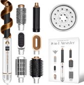 Sansbeauté® 8-in-1 Airstyler met Diffuser - Multistyler - Fohnborstel Kort Haar - Föhnborstel - Haarstyler - Haardroger - Warmteborstel - Krulborstel - Krultang - Stijlborstel - Roterende Kabel