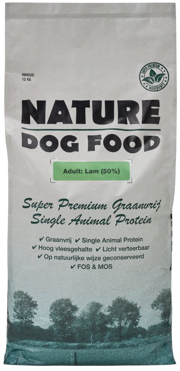 Nature dog food hondenvoer Lam 12 kg met zachte beloning Lam graanvrij 200 gr. puppy / adult