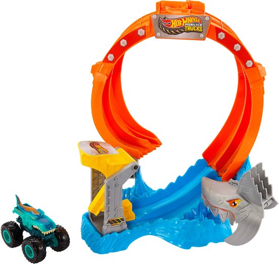 Hot Wheels Monster Trucks SPIRAL SHARK SMASH, Monstertruck & circuitset, 4 jaar, Kunststof, Meerkleurig