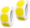 KZQ 2 rouleaux - Étiquettes autocollantes - Autocollants à pois - Étiquettes autocollantes à code couleur - Autocollants de prix ronds - Pour bureau, salle de classe, étudiant et maison - 500 étiquettes/rouleau - 25 mm - Jaune