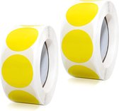 KZQ 2 rouleaux - Étiquettes autocollantes - Autocollants à pois - Étiquettes autocollantes à code couleur - Autocollants de prix ronds - Pour bureau, salle de classe, étudiant et maison - 500 étiquettes/rouleau - 25 mm - Jaune