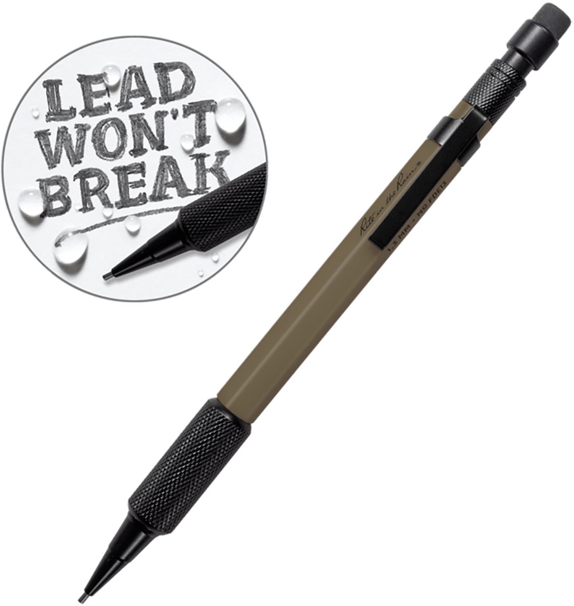 Rite in the Rain Mechanical Clicker Pencil Flat Dark Earth - Donker Vulpotlood voor 1,3 mm vullingen