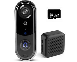 Azorix Slimme Draadloze Video Deurbel met camera - Incl. draadloze gong en 32GB SD-Kaart - 1080P Full HD - Deurbel Draadloos - Draadloze Deurbel met Accu - Deurbel - Waterdicht - Geen Abonnement - 2K Ultra HD