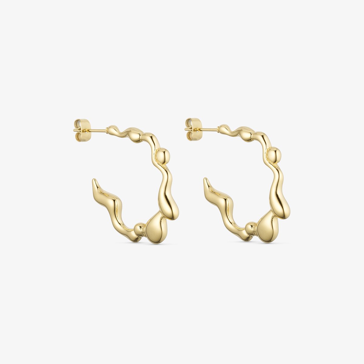 Wolff jewelry – Ginni Hoops - Gold Plated - Oorringen - Verguld - Goudkleurig - Waterproof - Dames - Cadeau - dochter - vrouw – vriendin – moeder - verjaardag