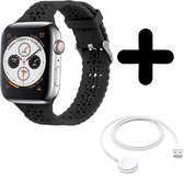 Bracelet adapté pour Convient au bracelet Apple Watch bracelet en silicone avec motif (noir) - Pour les modèles : 42/ 44/45/49 mm Incl. Chargeur adapté pour Apple Watch 1/2/3/4/5/6/7/8/9/ Ultra - Câble de charge - Câble