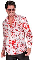 Widmann - Halloween Kostuum - Bloed Spetter Overhemd Man - Rood, Wit / Beige - Large / XL - Carnavalskleding - Verkleedkleding