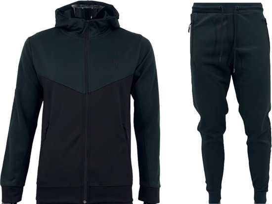 Hitman - Trainingspak Heren - Joggingpak Heren - Sportkleding Heren - Cadeau voor Man - Donker Groen/Zwart - Maat XL