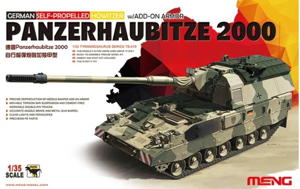 Meng Model Modelbouwpakket Militaire voertuigen - MENG TS019 Duitse Panzerhaubitze 2000 - Zelfrijdende houwitser met extra pantser Plastic - 1:35 - Modelbouw