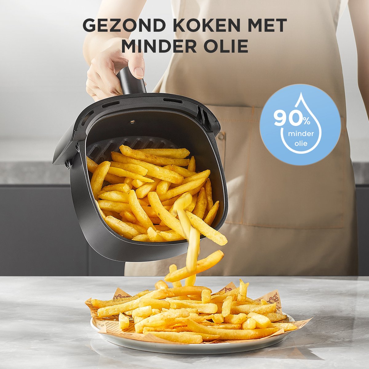 Afbeelding 2 van Midea Air fryer MF-TN20D2 - 2L, 1150 W Airfryer, Frituren zonder olie, Heteluchtfriteuses, Automatische uitschakelfunctie, Olievrij, Gemakkelijk schoon te maken, BPA-vrij, Zwart