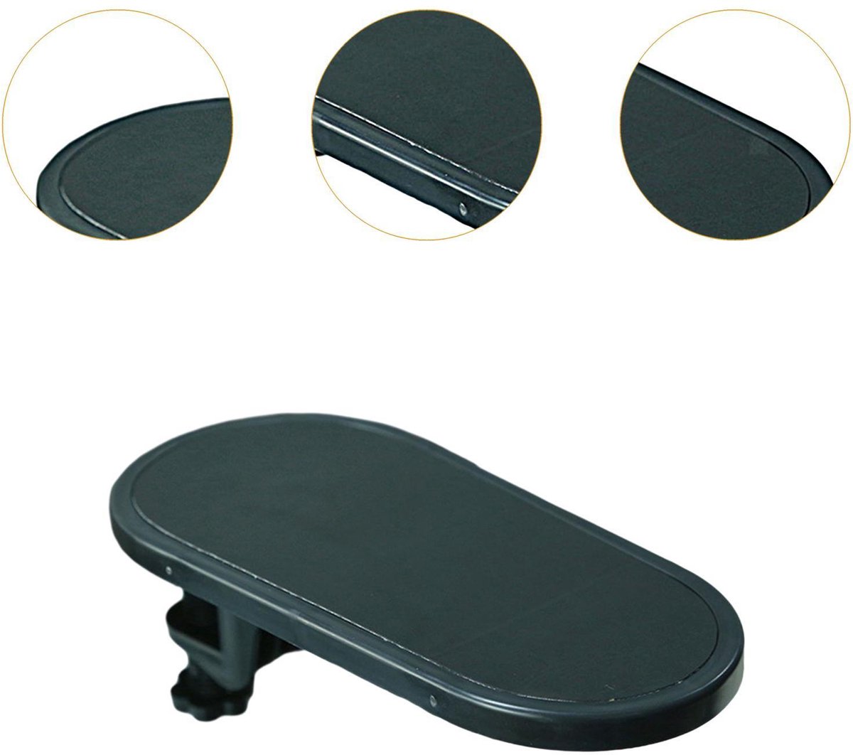 armsteun bureau - Ergonomische Armsteun voor Bureau - Verstelbare Polssteun voor Computer en Laptop - Comfortabel en Universeel - Schouder- en Polsontspanning - Zwart (27x14 cm)