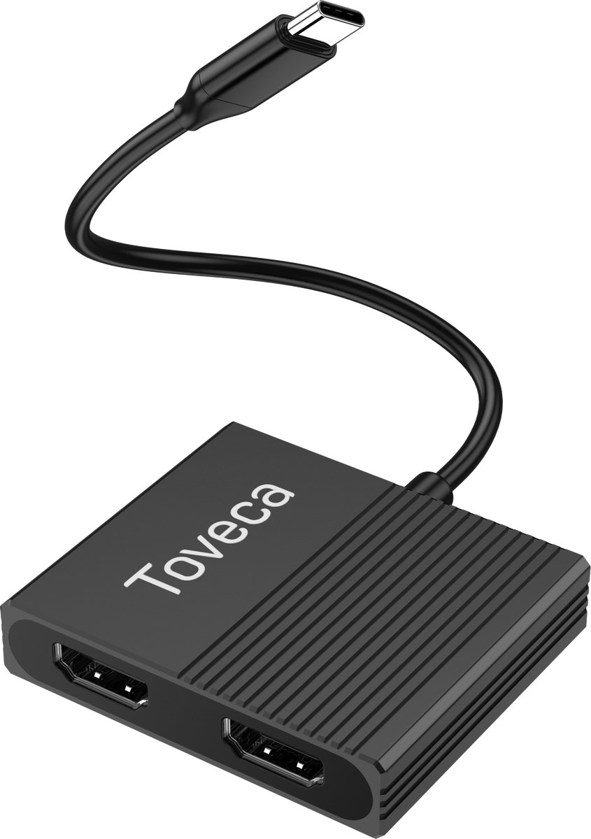 Toveca USB C naar HDMI - Dual HDMI Adapter - 2x HDMI 4K Docking Station - Zwart