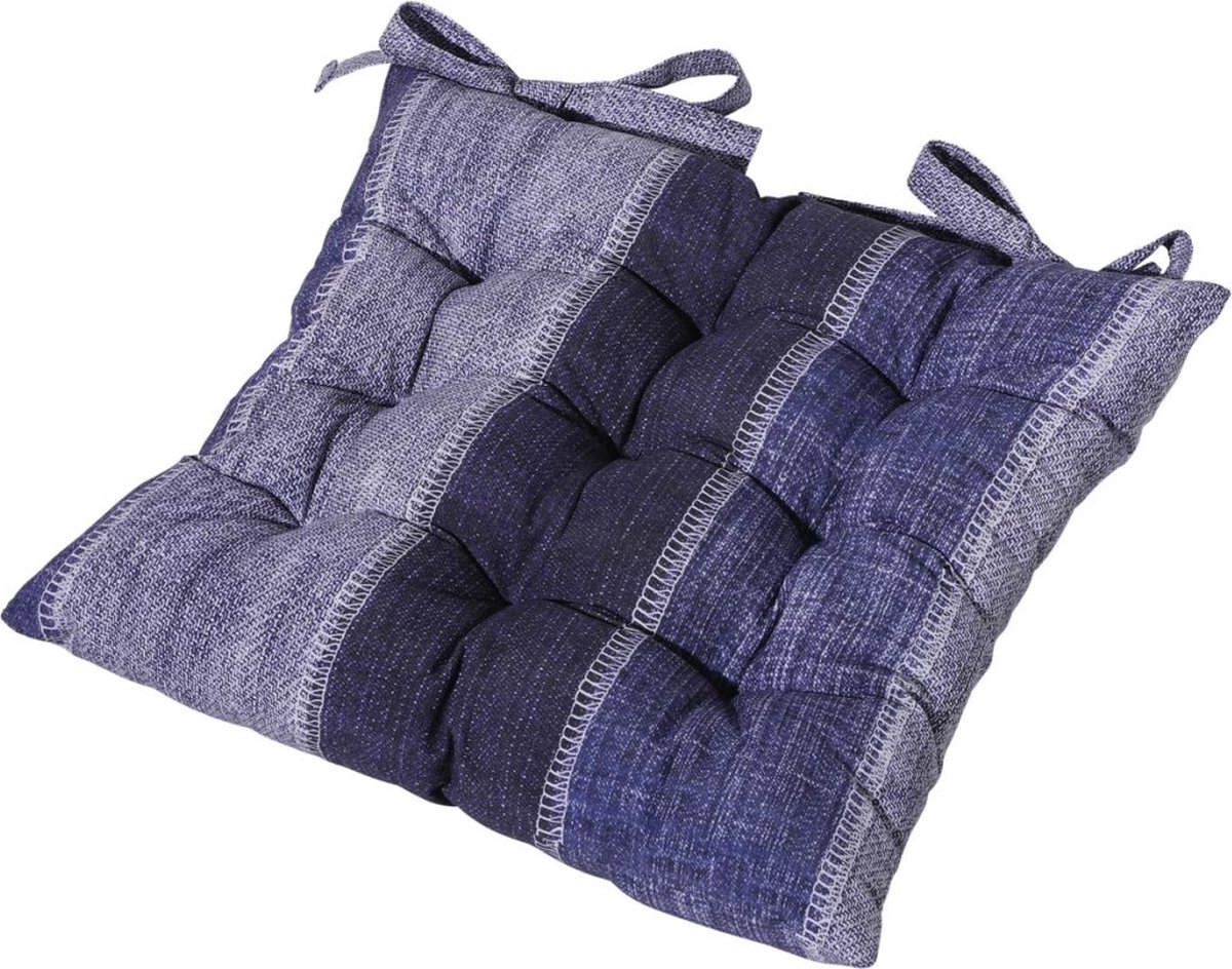 Madison Zitkussen Denim Stripe 46x46 cm blauw TOSCF365