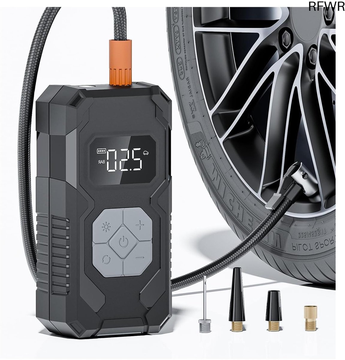 RFWR® Draagbare Elektrische Luchtpomp met Manometer - 15000 mAh Accu en 150 psi