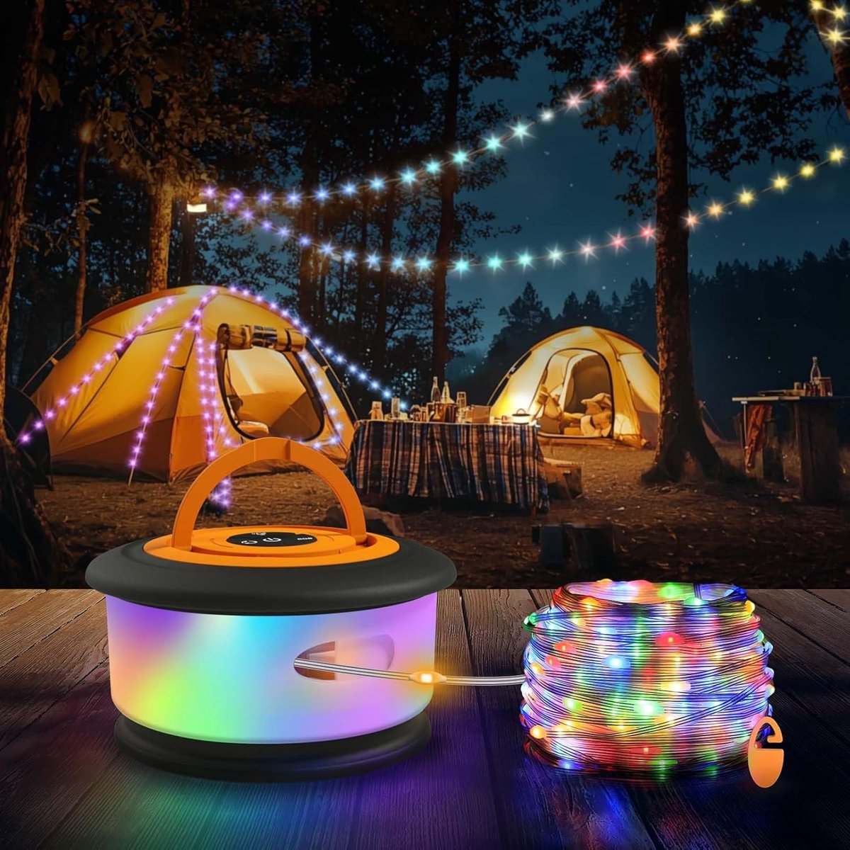 Lzwintrading Kerstverlichting buiten 10 meter - Lichtsnoeren voor Buiten 10 Meter - IP67 Waterdicht - Oprolbaar - Kampeerlamp met 8 Verlichtingsmodi - Tentlamp - Halloween Lichtsnoer Buiten - Halloween Decoratie - Kerstdecoratie voor Binnen/Buiten