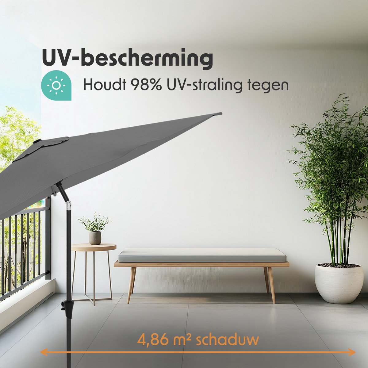 XQZMD Vervangende parasol-overkapping, 2,7 m, 6 ribben / 3 m, 8 ribben, terrasparasol, uv-bescherming, reserve-overkapping voor tuinparasol, beige, 2.7 m 8 Rippen