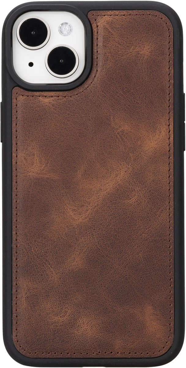 Lykke IPhone 15 Plus Back Cover Hoesje| MagSafe Hoesje| Echt Leer| Bruin