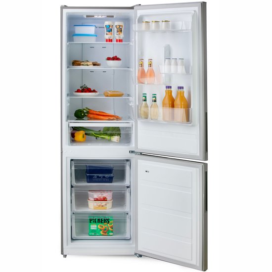 Koelvriescombinatie PRIMO PR184CIN No Frost 310L vrijstaand inox koelkast vriesvak energieklasse D 38 dB