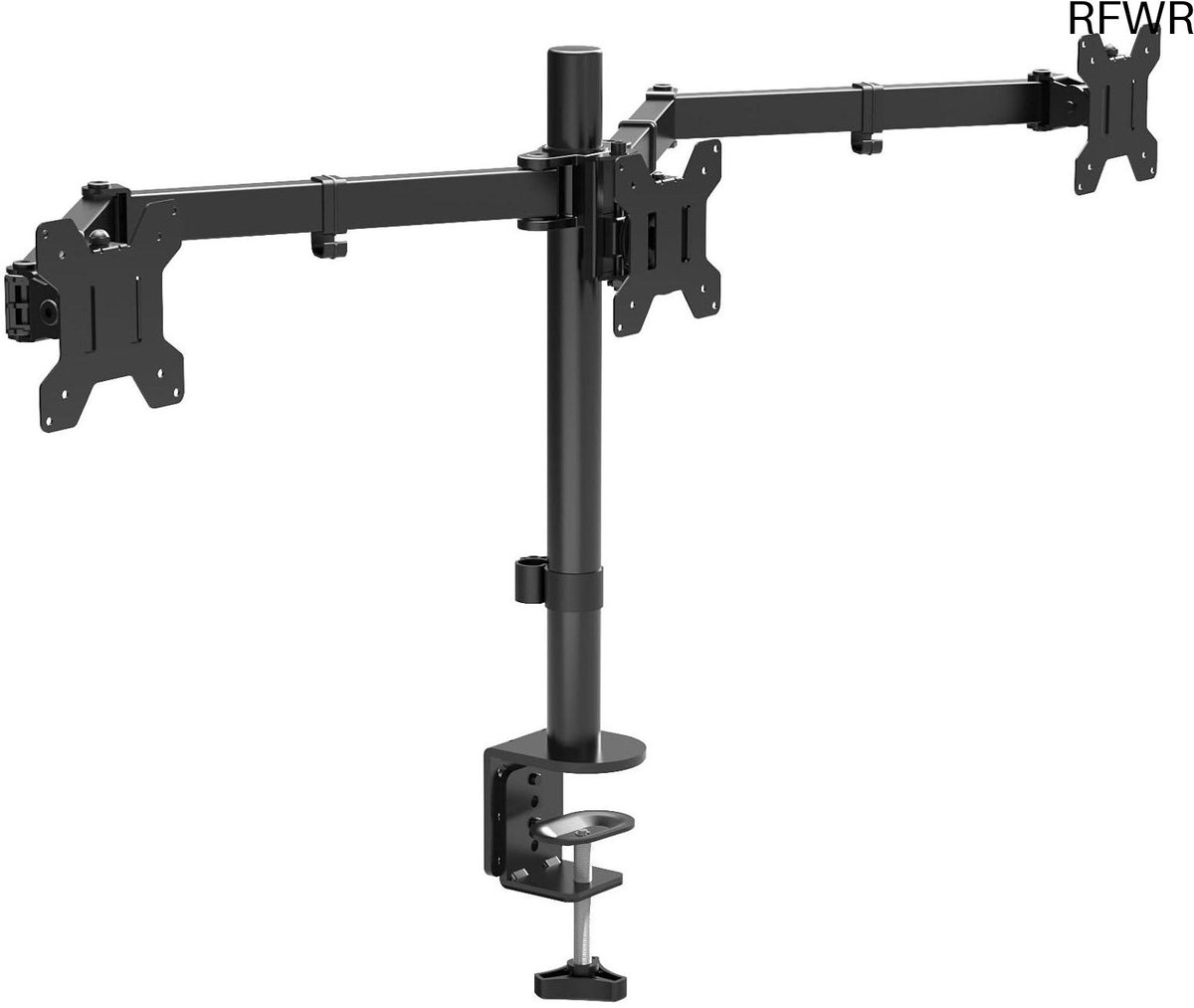 RFWR® Monitorarm voor 3 Schermen, Hoogte Verstelbaar, Kantelbaar en Draaibaar, VESA 75/100, Tot 10 kg per Arm
