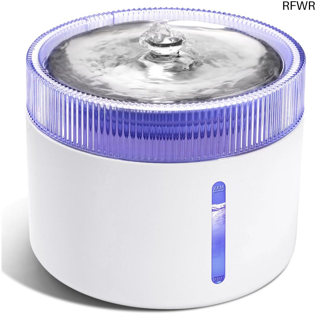 RFWR® 2L Ultrastille Kattenfontein voor Huisdieren - Met LED Licht, 360° Filtratie en USB Interface