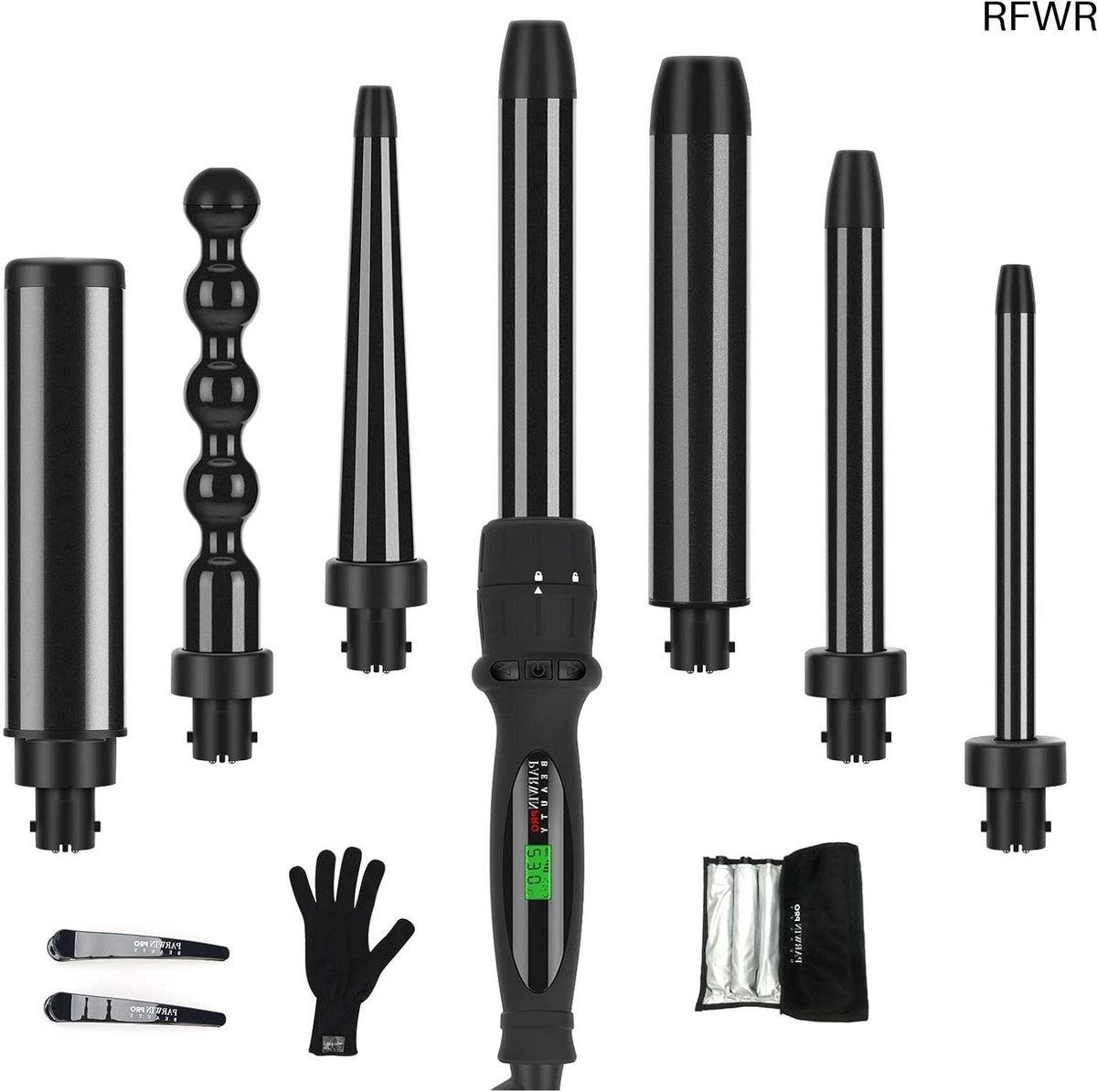 RFWR® 7 in 1 Krultang Set met Instelbare Temperatuur voor Professionele Haarstyling