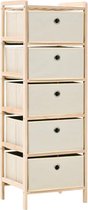 vidaXL - Opbergmeubel - met - 5 - stoffen - manden - cederhout - beige