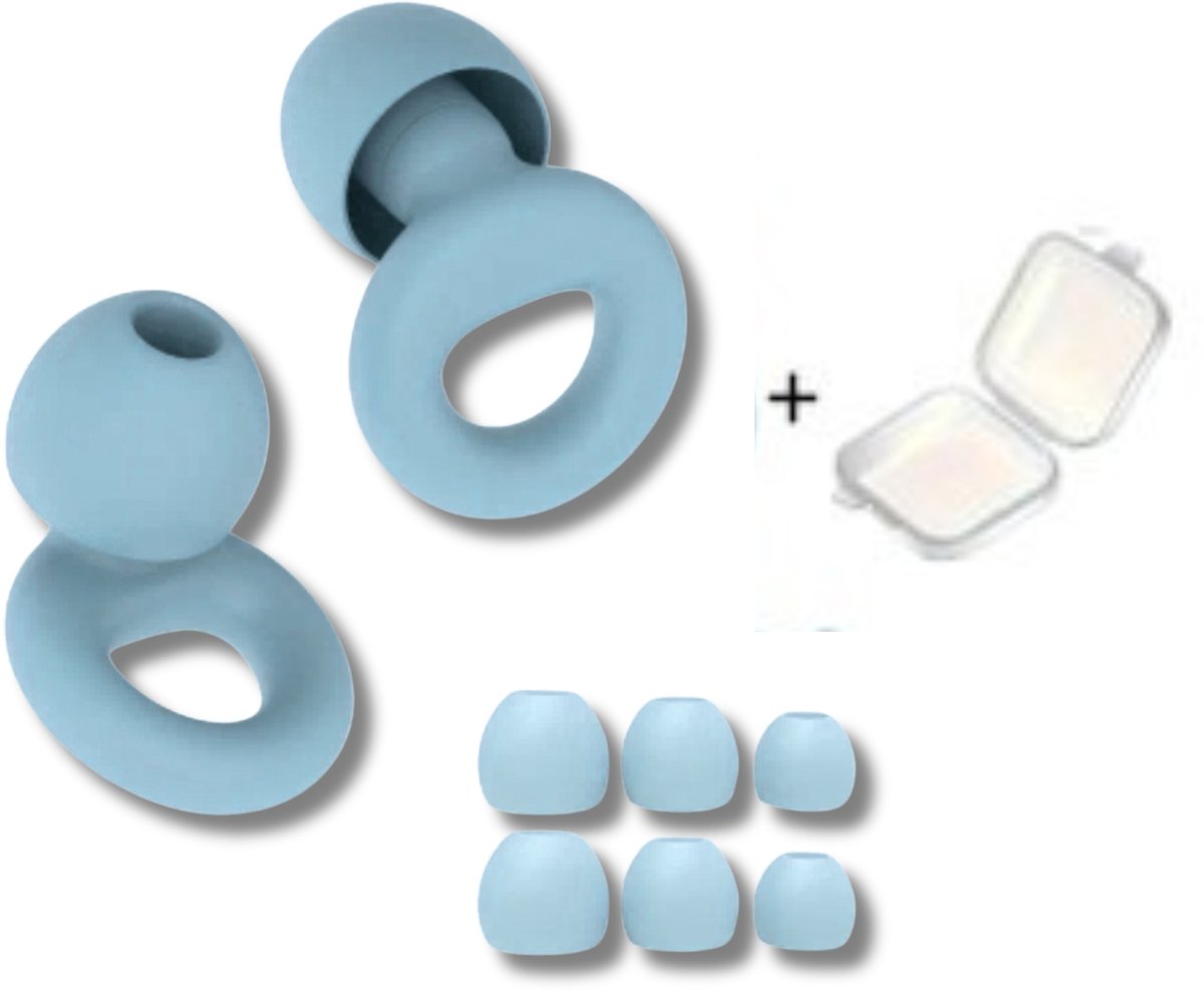 Goedkoopste Oordoppen voor Slapen - Earplugs - Reizen - Overprikkeling - Earplugs - Blauw - SNR 26 dB - Sleep Plugs - Inclusief Opbergdoosje - Festival Oordopjes - Herbruikbare Gehoorbescherming - Siliconen voor Slaap en Gevoeligheid - 8 Dop