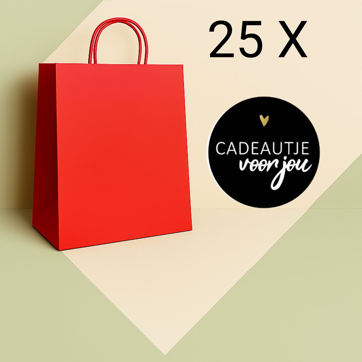 HGN Papieren Tasjes -Cadeautasjes-Cadeauzakjes-25 Stuks-Rood-Incl 25 Stickers twv 5,99-Gratis verzending-18+8x22 cm