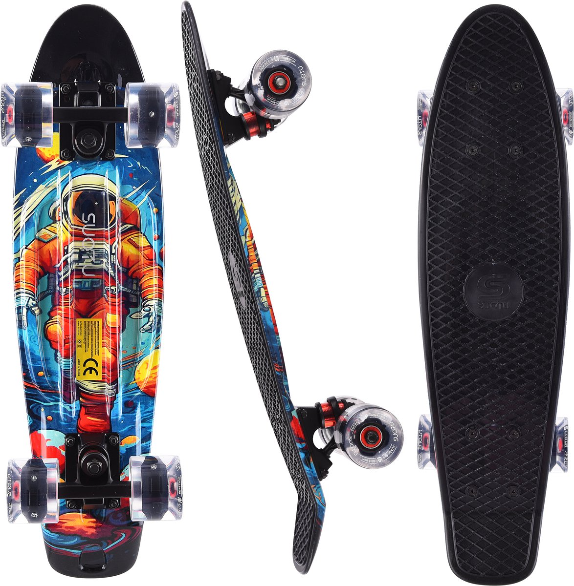 Suotu Skateboard Skateboard Jongens – Wielen met LED-verlichting ABEC-9 Tot 50 kg Skateboard Meisjes – Skateboard Volwassenen Zwart