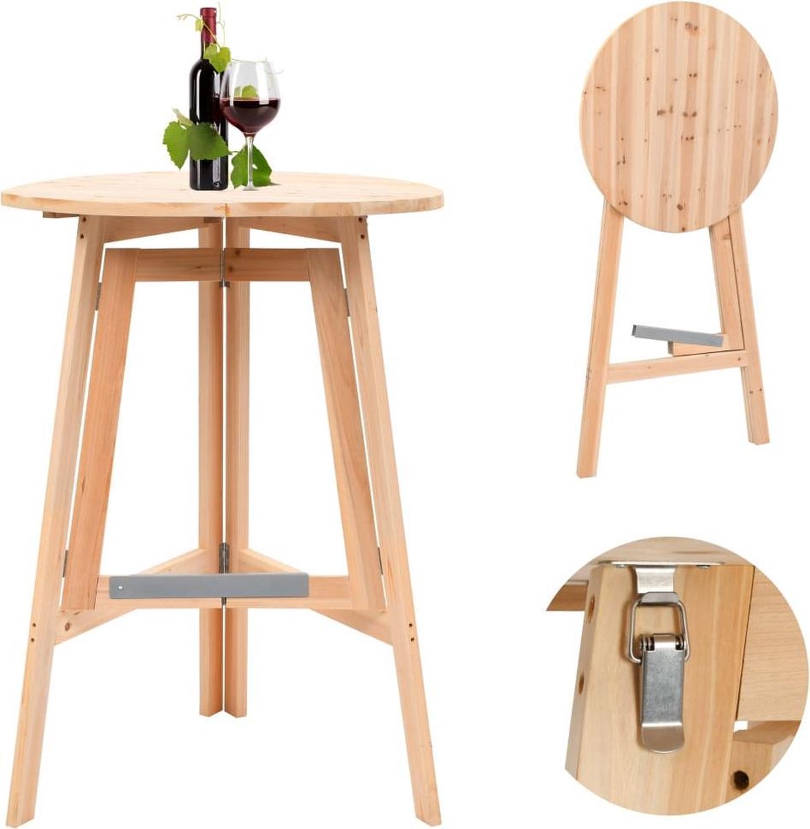 vidaXL Bartafel inklapbaar 78 cm vurenhout bruin