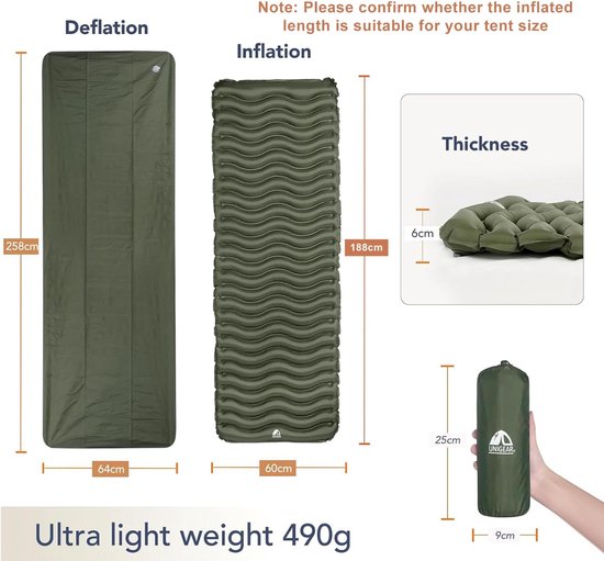 RFWR® Opblaasbare camping isomatte voor comfortabele en vochtbestendige slaapervaring van RFWR — afbeelding 5