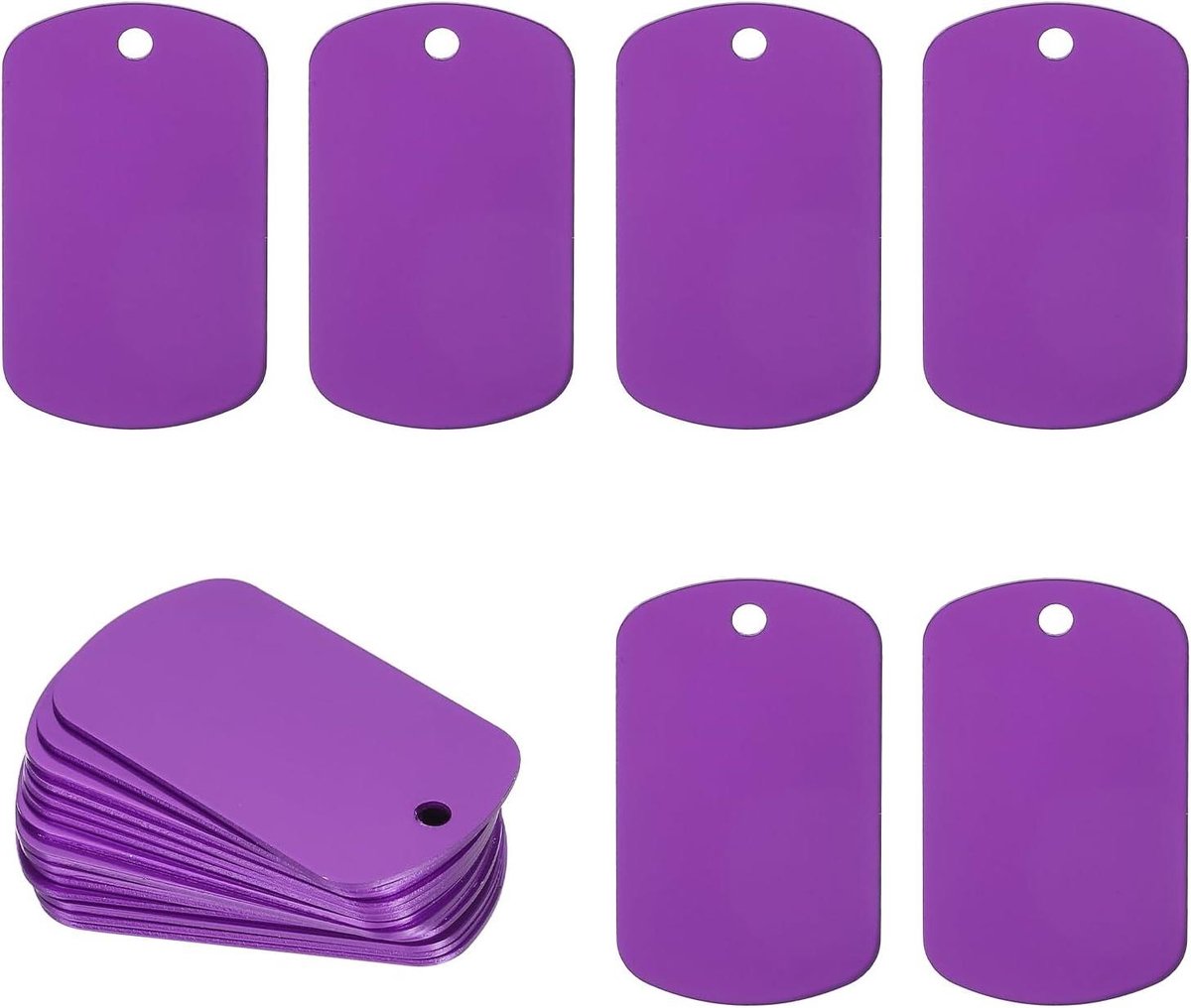 Allecto Plus - Blanks Tags 2 inch 30 stuks geanodiseerd aluminium blanco - Hondenlabels rechthoek lasergravure blanks - ID-naamplaatje met gat - Huisdier ambachtelijke doe-het-zelf - Metaal stempelen.