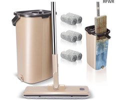RFWR® Dweilmop Set met Emmer en Microvezel Pads voor Efficiënt Vloeronderhoud