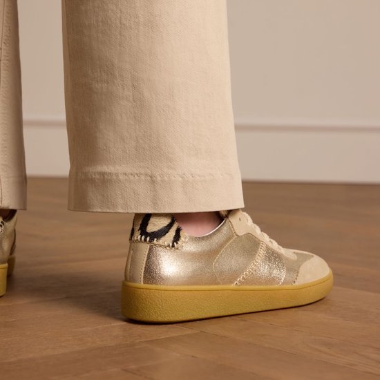 Manfield - Femme - Baskets en cuir doré détails zèbre - Taille 37
