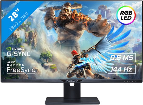 RAIDER 144Hz 4K ULTRA GAMING - 28 inch - 144Hz - 0.5 ms - 3840x2160 - 120Hz en 4K op PS5 Xbox series X/S - Zwart