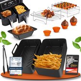 UNBOX Dubbele Airfryer Accessoires Set - Geschikt voor Dual Airfryers - Ninja Foodi AF400 AF300 AF451 - Dubbele Airfryer - Inclusief Airfryer Siliconen Bakje & E-Book