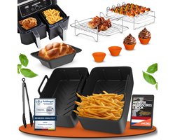 UNBOX Dubbele Airfryer Accessoires Set - Geschikt voor Dual Airfryers - Ninja Foodi AF400 AF300 AF451 - Dubbele Airfryer - Inclusief Airfryer Siliconen Bakje & E-Book